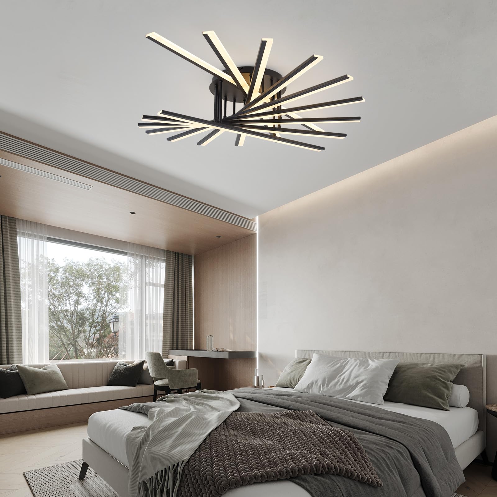 Plafoniera LED Moderna Lampadario Dimmerabile Lampadari Decorativa Plafoniere Multi-testa Con Telecomando per Soggiorno Camera da Letto Sala da Pranzo Cucina Ufficio Bar 9 Luminose Nero