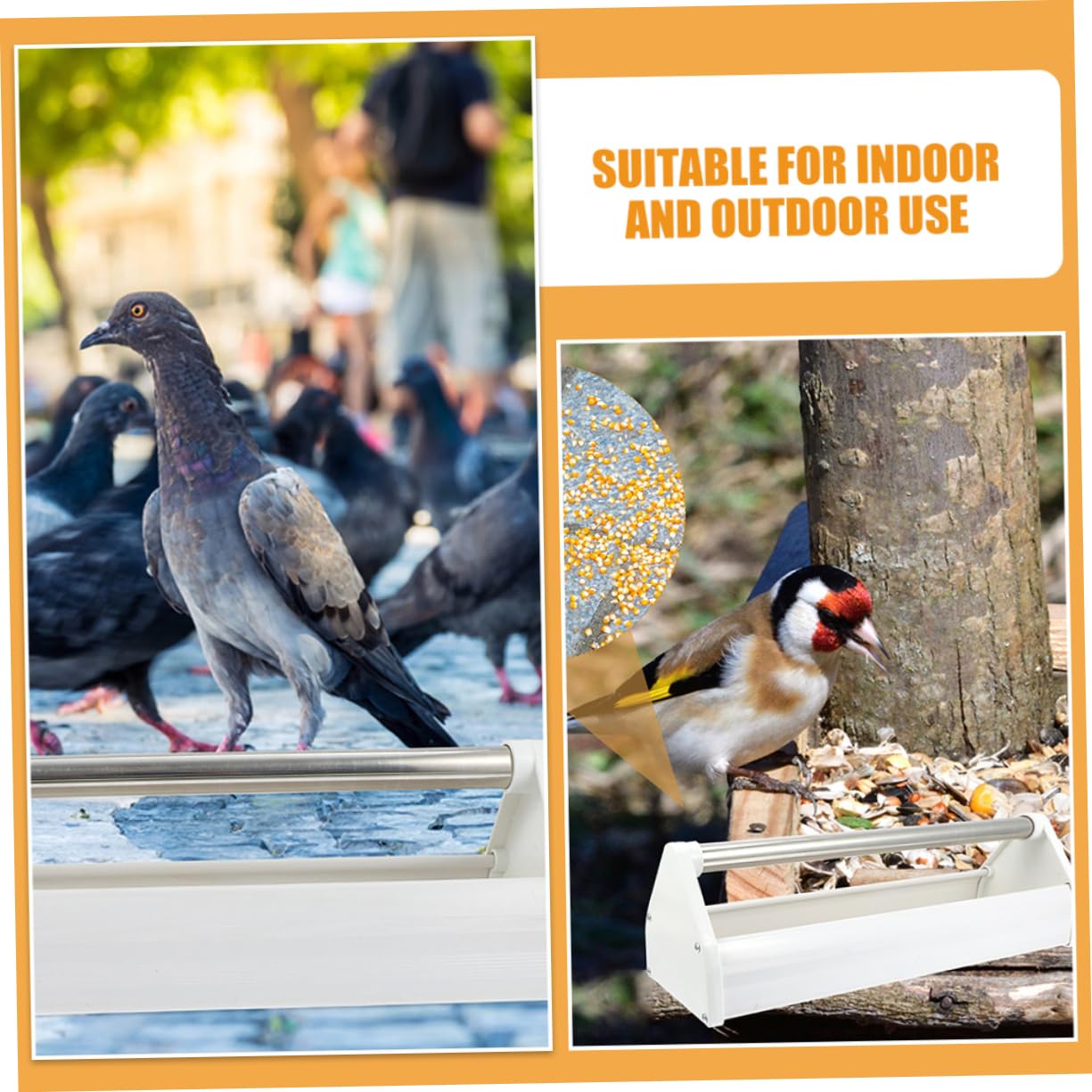 Comedero para Pájaros de Plástico Acero 2 Piezas Blanco | Anti-salpicaduras, Ligero y Resistente al Desgaste, Fácil de Limpiar, para Parques y Jardines