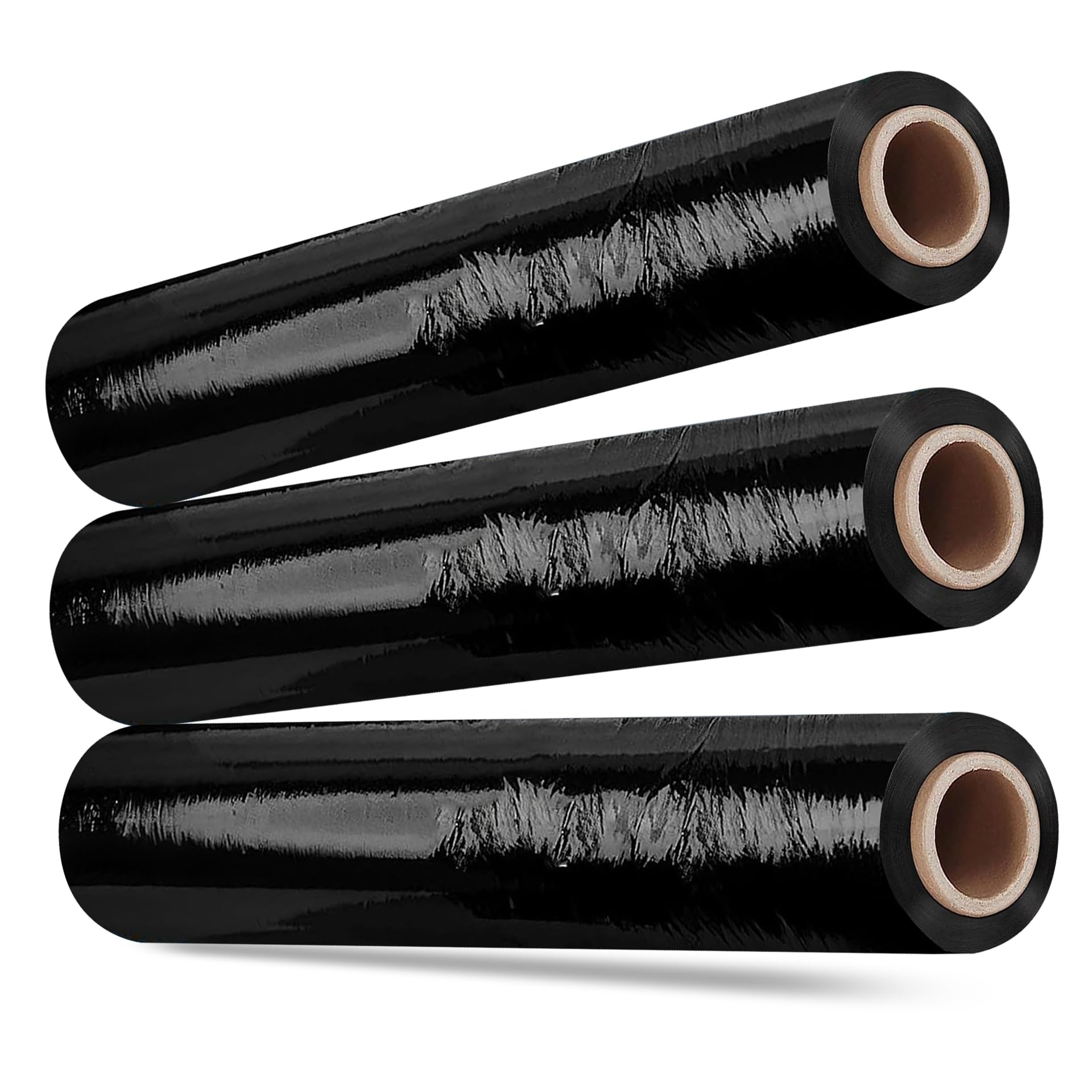 G4GADGET 3 Rolls Black Pallet Wrap (400mm x 150m) | Heavy Duty Stretch Film | Puncture & Tear Resistant | Waterproof Shrink Wrap for Storage, Moving & Packaging