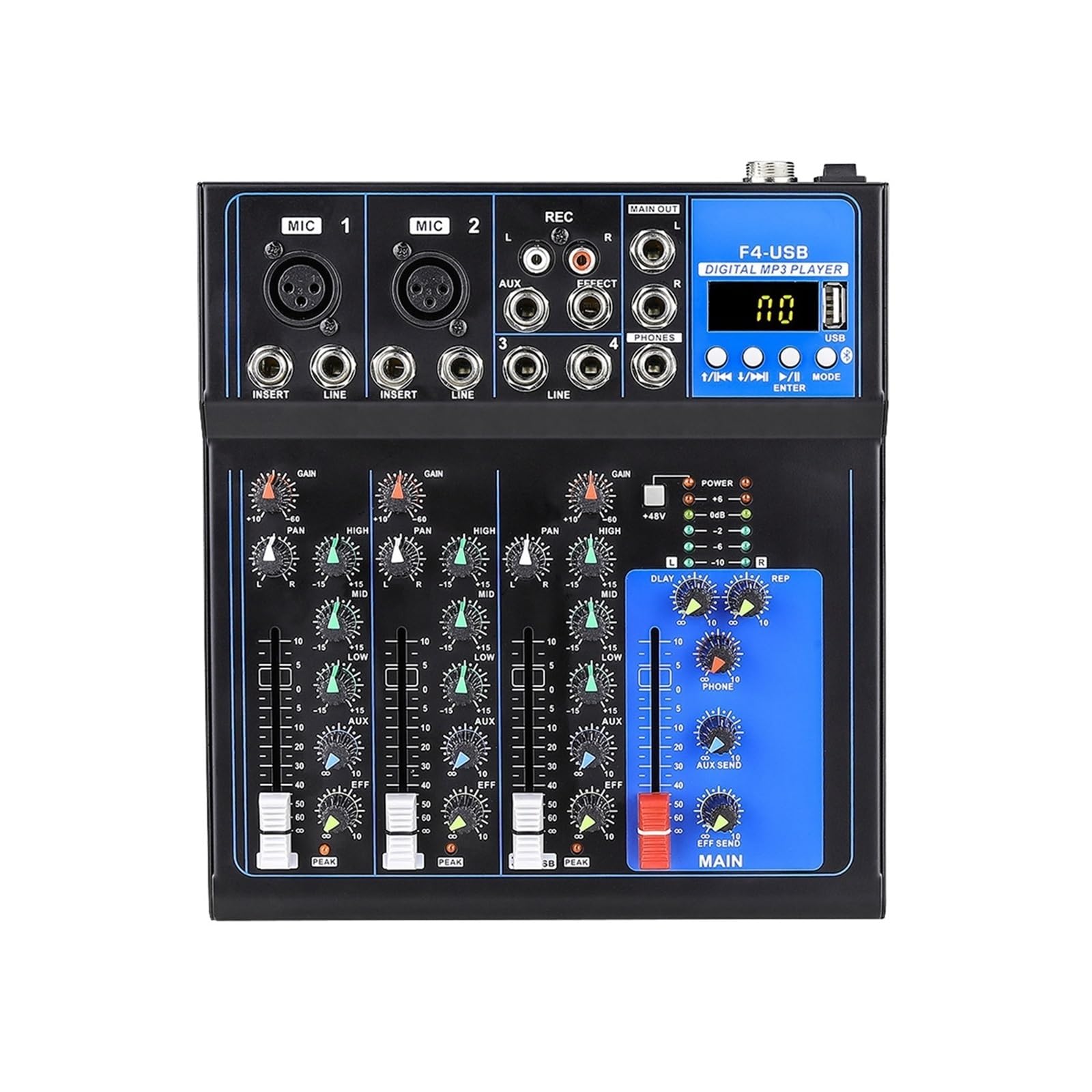 Mikser dźwięku, Mikser dźwięku Profesjonalny 7-kanałowy mikser USB Reverb F7 Home KTV Sta Performance Live Network na PC(F4)