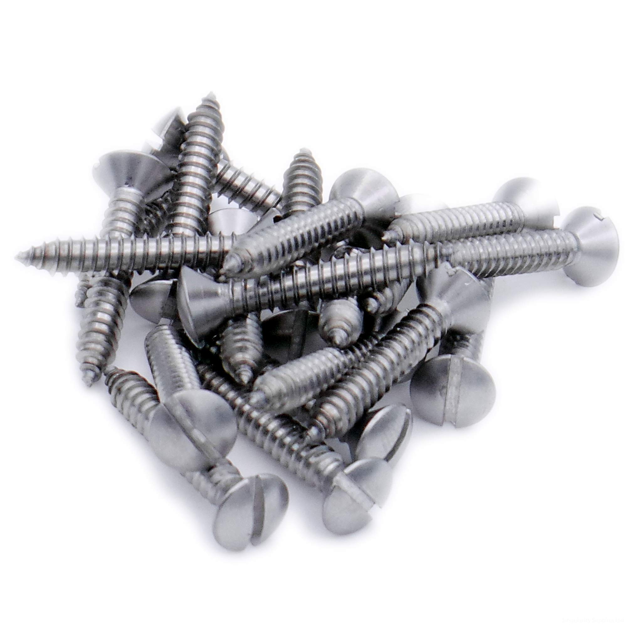 Singularity Supplies Silver No.12 X 0.5 (5.5Mm X 13Mm) Slot Raised Countersunk Self-Tapping Screw - Stainless Steel (A2) (Pack Of 20)