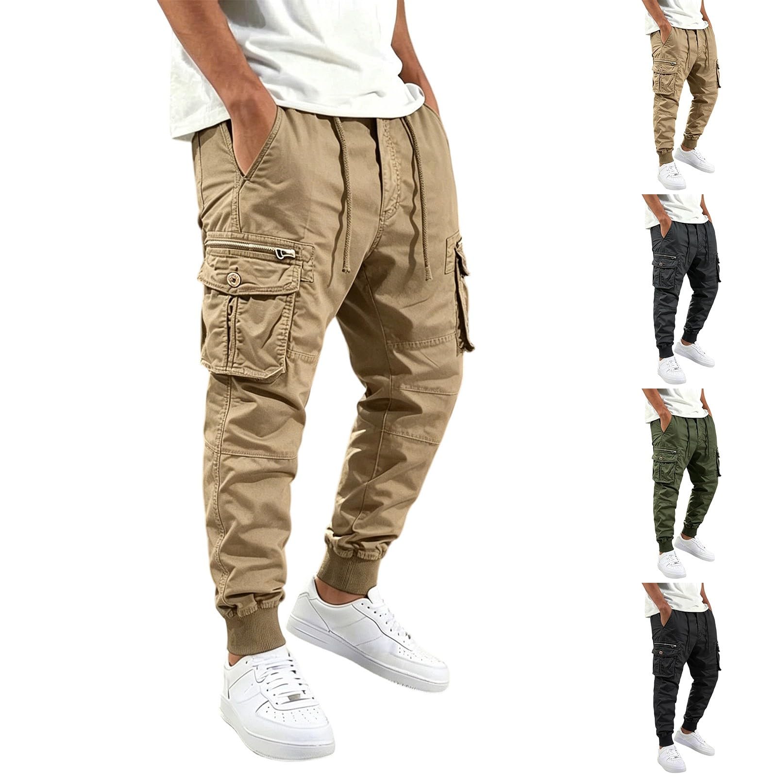 Pantalones de trabajo para hombre al aire libre de senderismo para hombre con bolsillos, pantalones de trekking, pantalones tácticos, pantalones largos para bicicleta, elásticos, pantalones