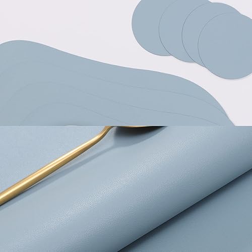 Miniatura 7 de Juego de 8 manteles individuales de piel sintética, resistentes a las manchas, resistentes al calor, fáciles de limpiar, impermeables, lavables,