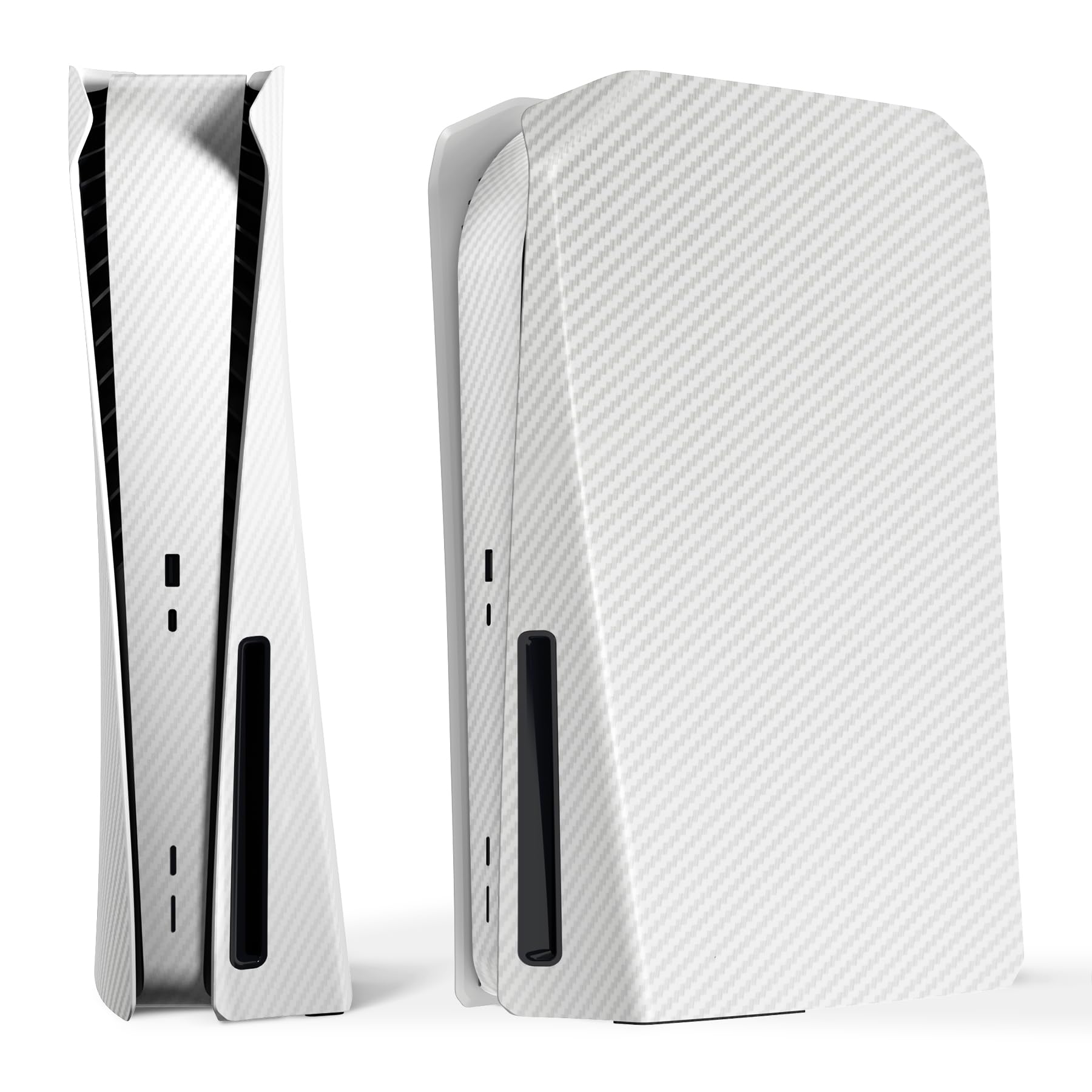 eXtremeRate eXcover Copertura per ps5 Console Disc Edition,Cover Coperchio Custodia Placca Shell Ricambio per ps5 Console Standard Versione-Fibra di Carbonio Bianca