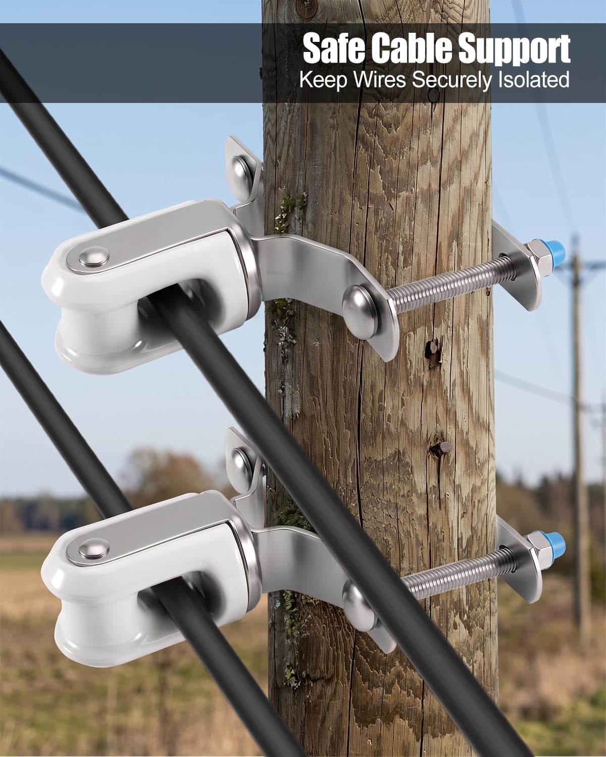 Adjustable Porcelain Wire Support Clamp Fits 1.25" to 3" Poles or Pipes