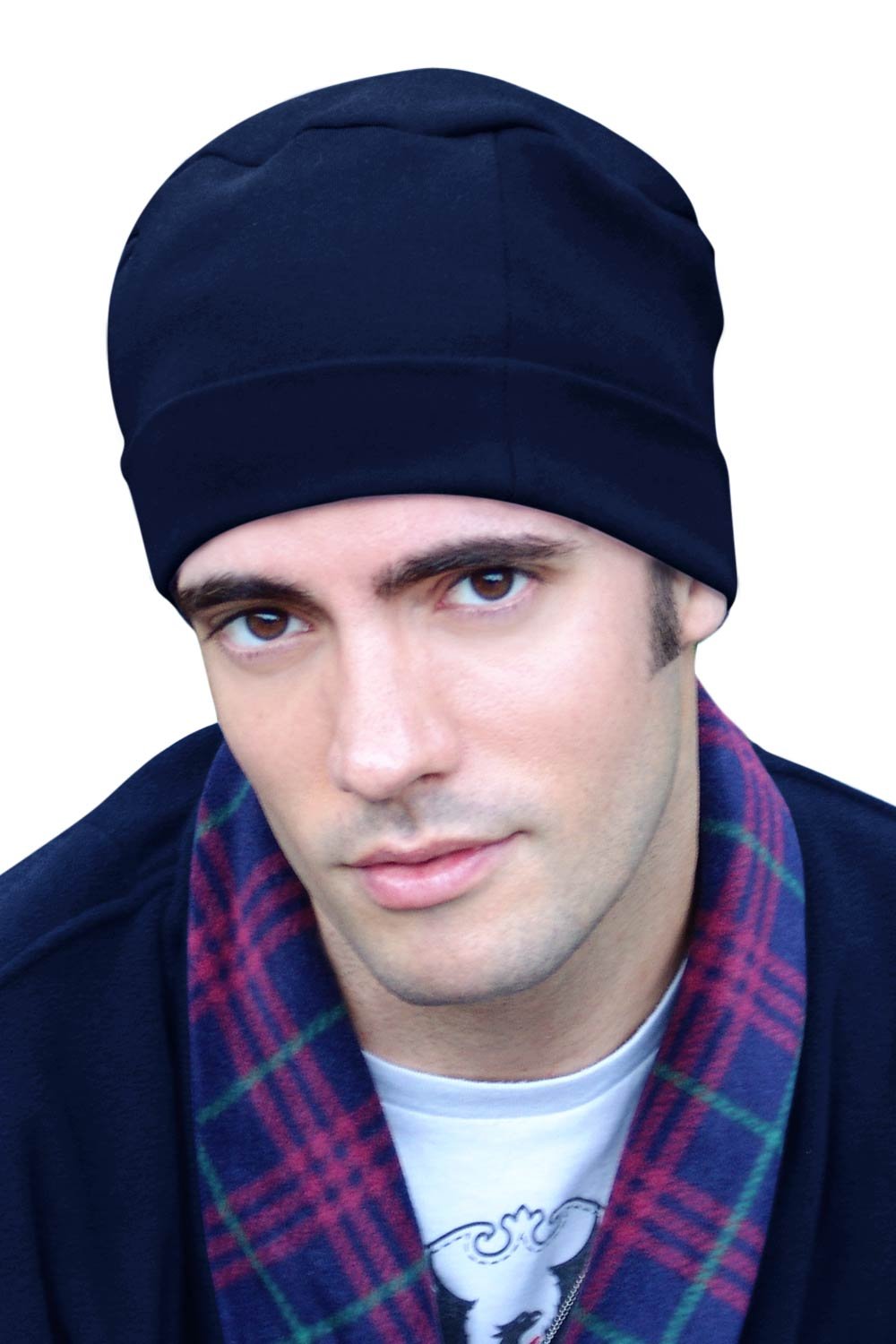 Mens Sleep Cap - 100% Cotton Night Cap for Men (Navy)