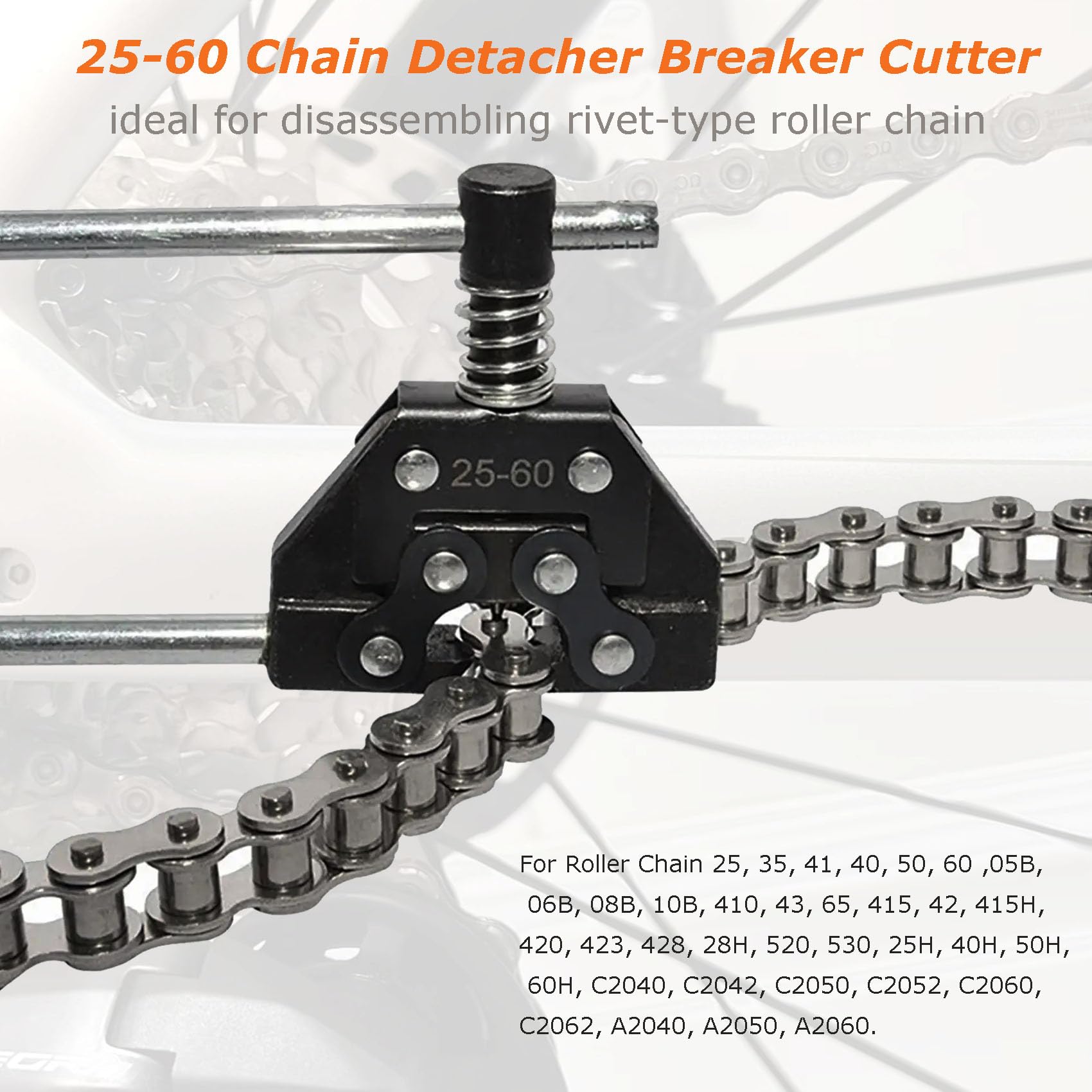 Roller Chain Breaker Cutter Chain Holder Puller Disassembly Tools Kit #25-60 Chains Replacement Set for Bicycle Motorcycle Go Kart ATV