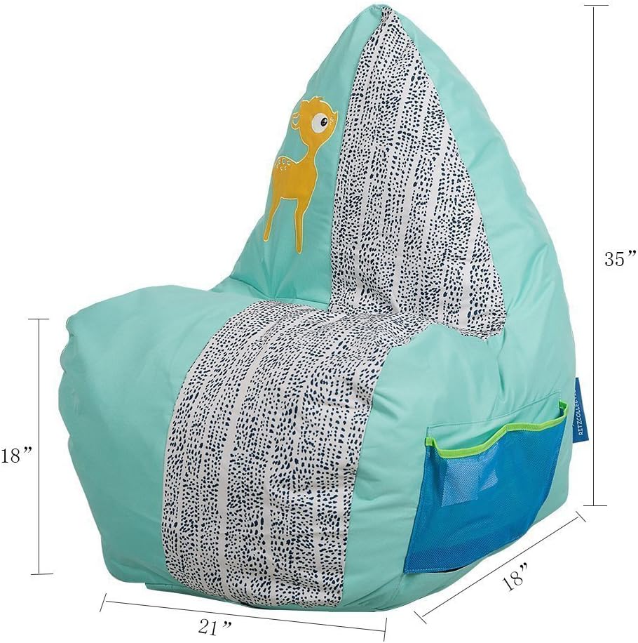 Kids Self-Rebound Sponge Sofa Bean Bag Chair Seat with Animals Pattern Indoor Furniture for Boys and Girls,Bright Color