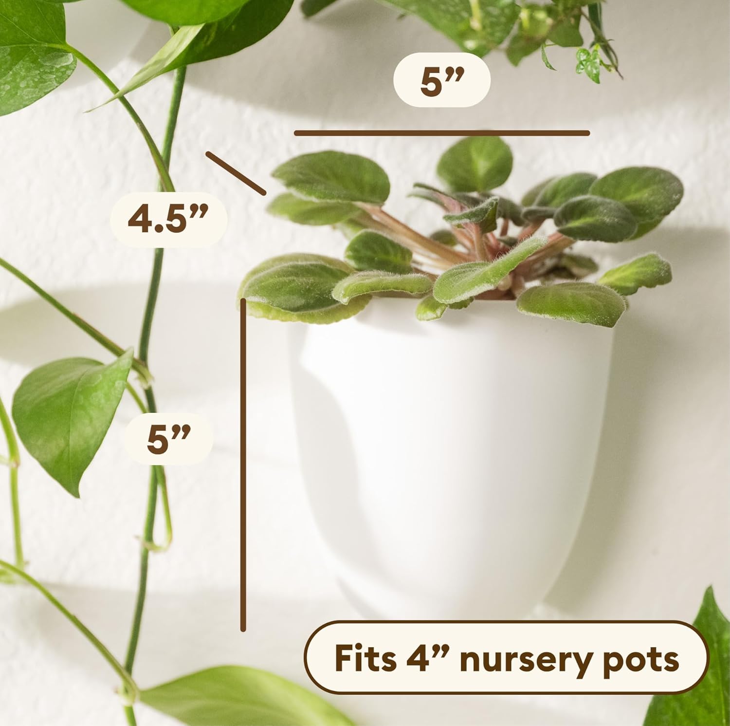 PlantPod Classic - Self-Watering Wall Planters (6, White) - Easy to Water and Install - Lightweight - Design Your Own Vertical Garden - Wall Planters for Indoor Plants