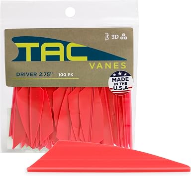 TAC Vanes 2.75 Driver Hybrid Vanes, Red Vanes, Pack of 100, Vanes for Archery Bowhunting and Recreational Shooting