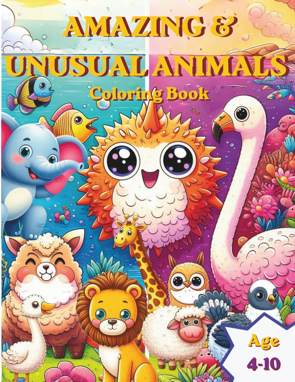 amazing & unusual animals: 50 Fun and Easy Coloring Pages with Adorable Animals, Thick Bold Lines, and Simple Backgrounds for Ages 4-10