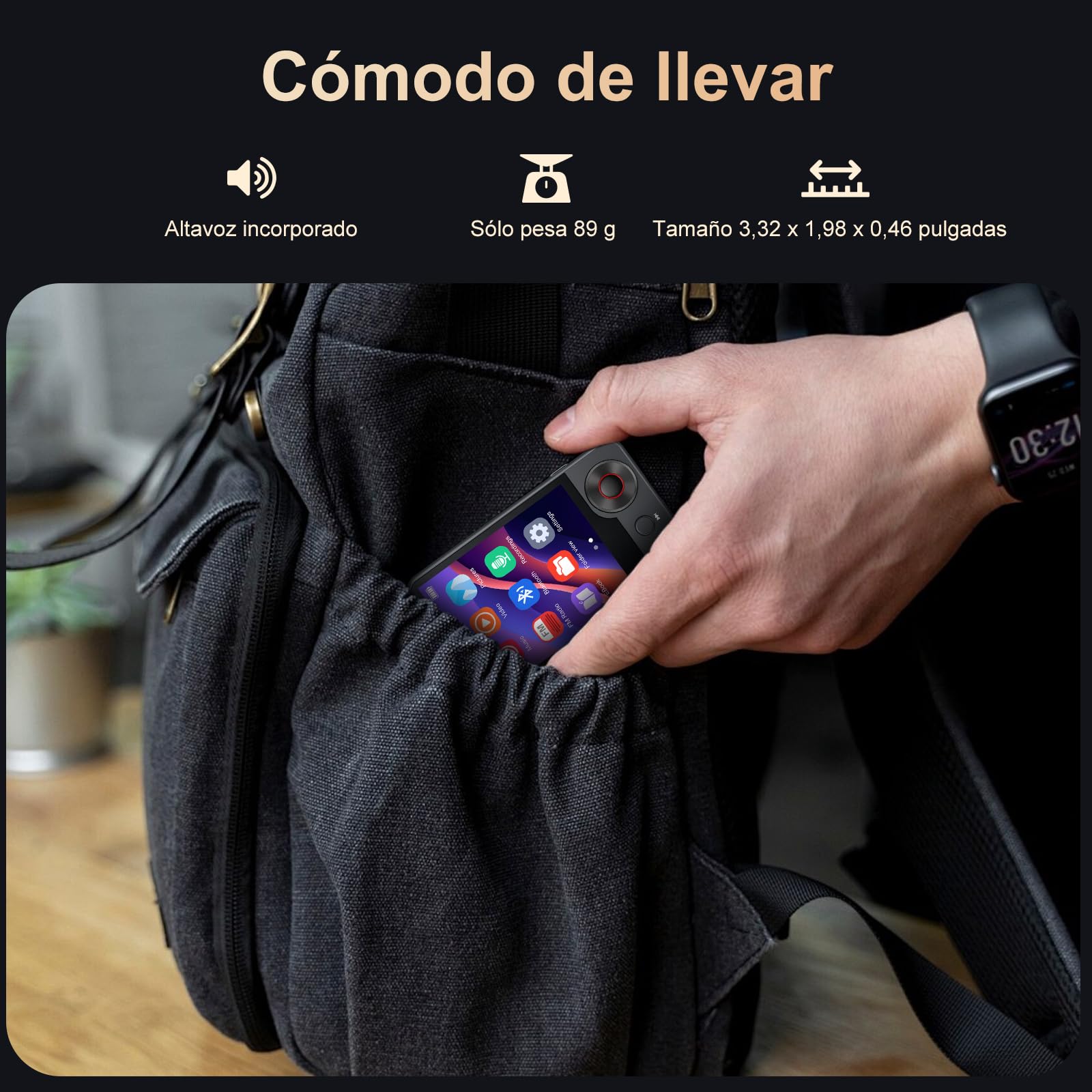 Reproductor MP3 de 128GB con Bluetooth 5.3, Reproductor de Música Portátil con 2,4'' con Altavoz, Reproductor MP3 con Radio FM, Grabación de Voz, Auriculares (Negro)