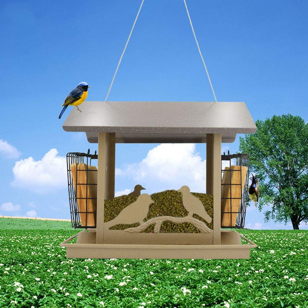 Comedero para Pájaros jaulas Alimentador de pájaros de Panorama al Aire Libre, con el alimentador de Aves Colgando del Techo for el Patio de la decoración del Patio del jardín fácil de Limpiar