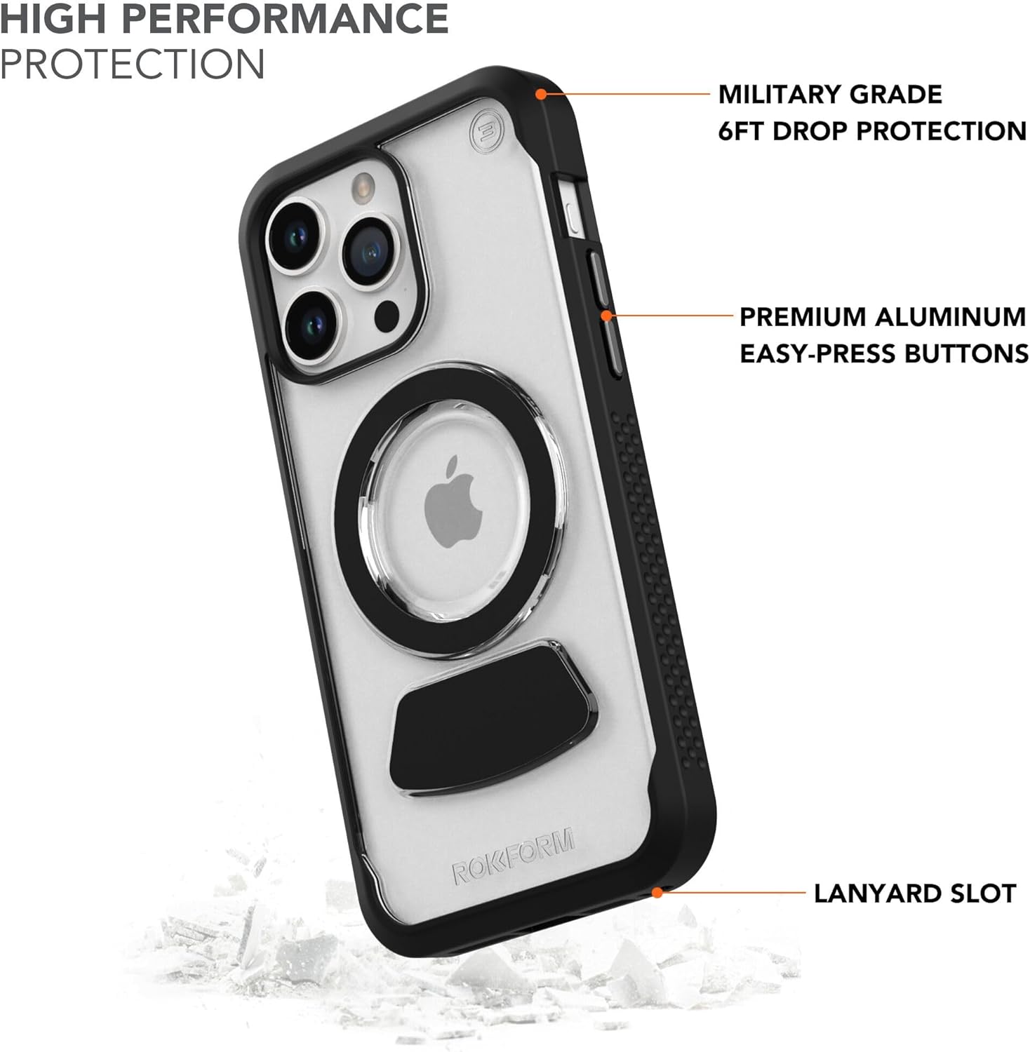 Rokform - iPhone 15 Pro Max Case, Clear Eagle 3 Series, Dual Magnetic iPhone Cover, Slim Drop Tested Armor (Clear)