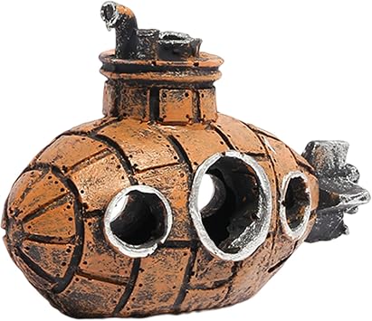 Submarine Aquarium Ornament, Resin Fish Tank Hideout Cave for Shrimp