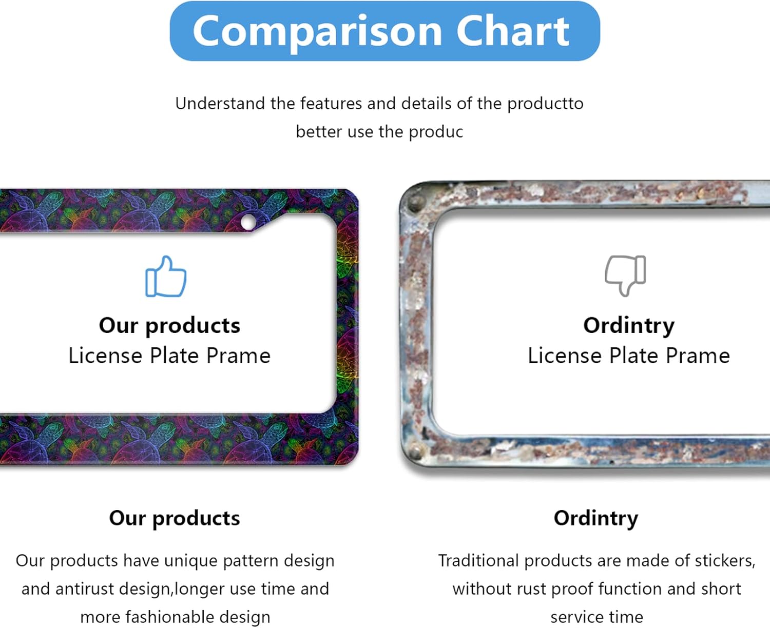 Sea Turtle License Plate Frame Quality UV Printed Standard US & Canada Size License Frame : Automotive