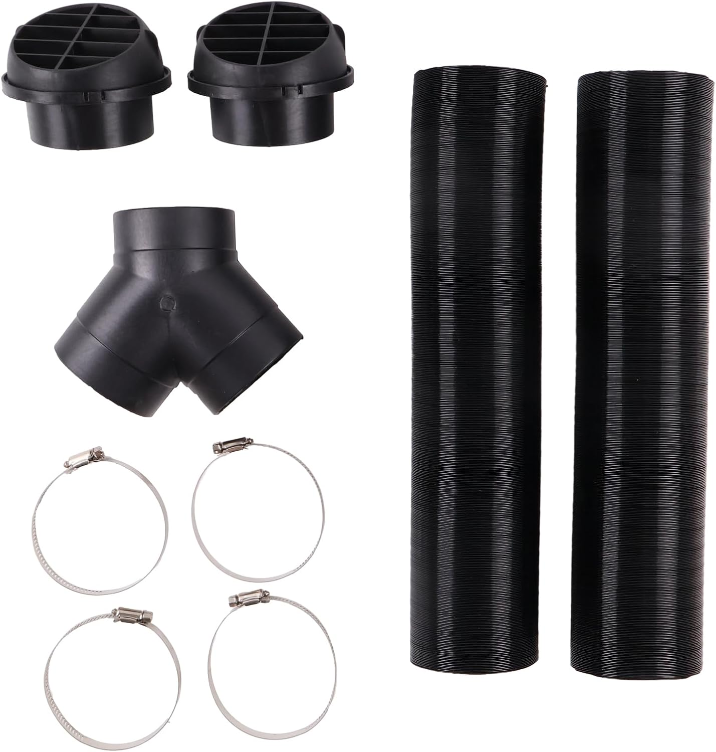 ZTUOAUMA 75mm 3'' Diesel Heater Air Duct Hose Y-Branch Connector Bulging Outlet Vent Clips Kit Compatible with Eberspacher Webasto Air Diesel Parking Heaters 5KW