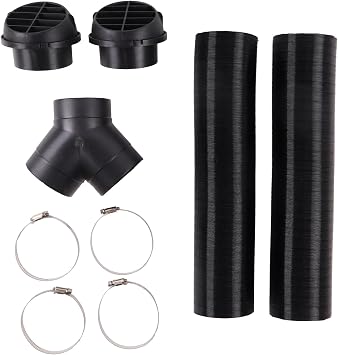 75mm 3 Diesel Heater Air Duct Hose Y-Branch Connector Bulging Outlet Vent Clips Kit Compatible with Eberspacher Webasto Air Diesel Parking Heaters 5KW