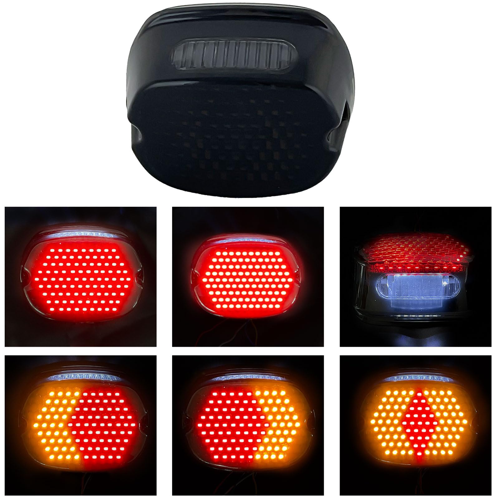 FATECIMMotorcycle LED Tail Light Rear Brake Driving Turn Signal License Plate Light Low Profile Smoked Taillight for Harley Dyna Sportster Road King Tour Glide Electra Glide Softail