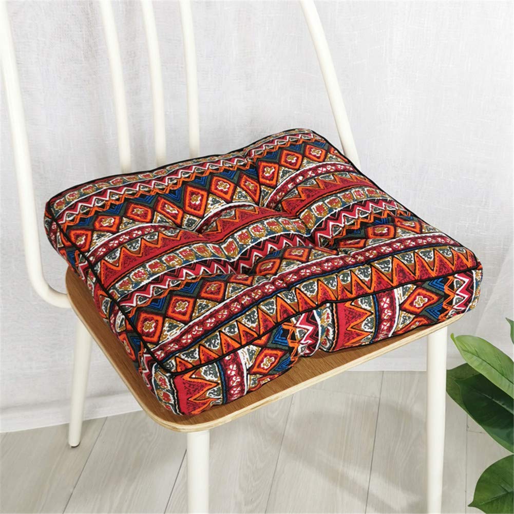 Treer-Shop National Style 1 Treer Square Pillow Chair Pad, Cushion Seat Pads Soft Touch Floor Chair Seat Mat Garden Outdoor Chair Pad For Armchairs Dining Chair (,45X45x10cm)