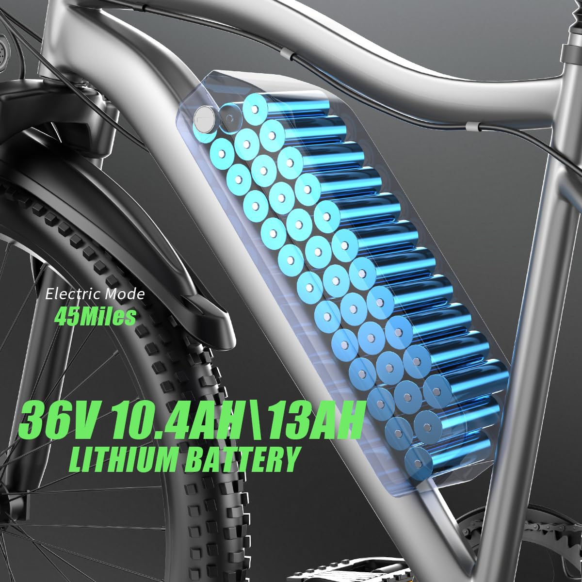 X-koala 26'' Electric Bike for Adults 1200W Peak Motor 65 Miles Long Range 25MPH Commuter E-Bike with 7 Speed Gears IPX7 Waterproof Pedal Assist Electric Mountain Bicycle for Men