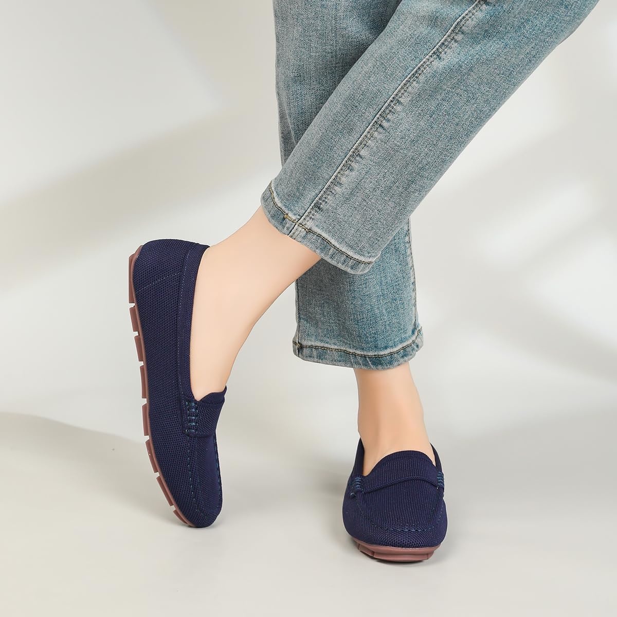 Women's Lightweight Knitted Loafers Casual Flat Shoes Comfortable Boat Shoes Flat Bottomed Breathable Shoes - Image 2