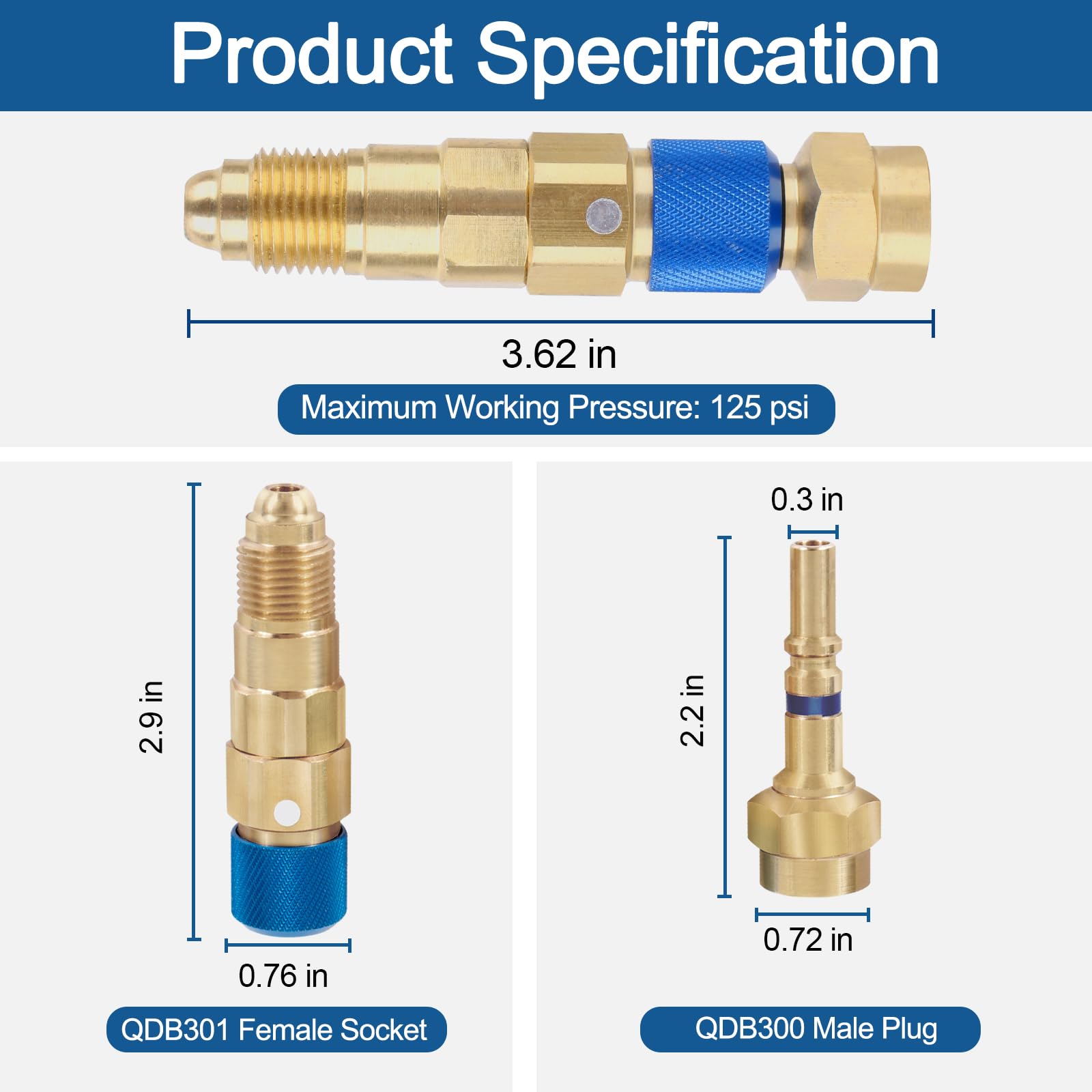 QDB33 Argon Schlauch-Schnellverbindungsarmaturen, Argon Schutzgasregler für schnellen Anschluss an Schlauch, Gold