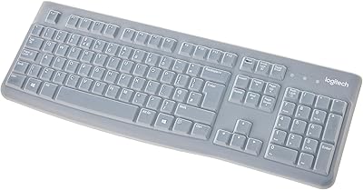 Logitech K120 Tastatur für Bildung mit Silikonabdeckung, kabelgebundene Tastatur für Windows, USB-Plug-Play, volle Größe, auslaufsicher, Gebogene Leertaste, PC/Laptop, QWERTY UK-Layout, Schwarz