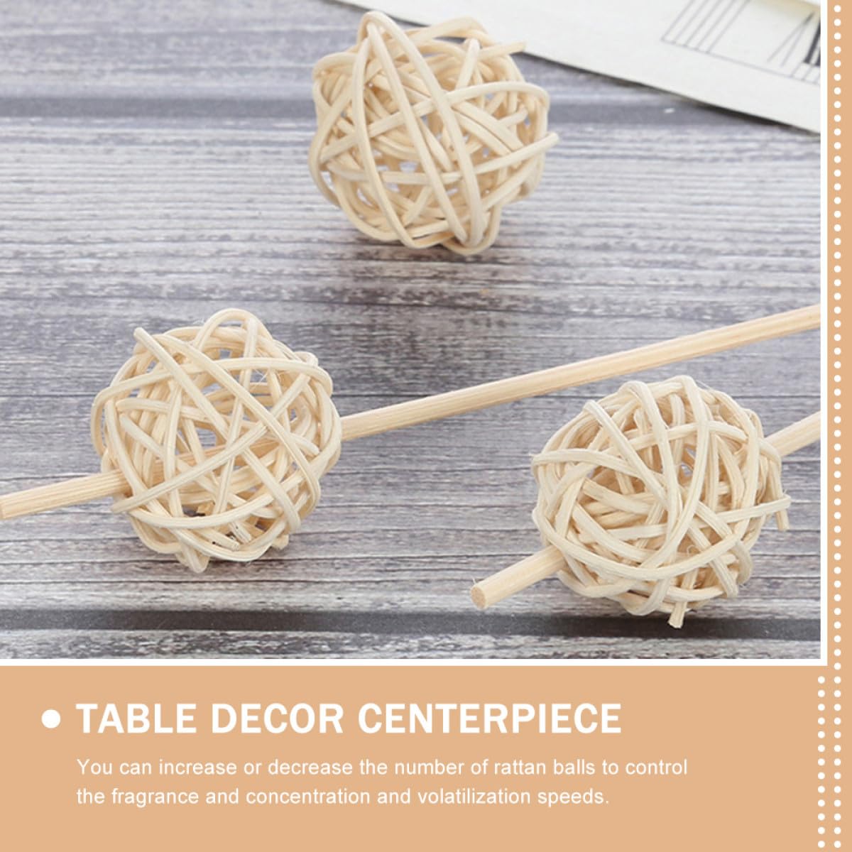Toyvian Lot de 20 Boules de Rotin 3 Cm Naturelles Beige, Recharge Diffuseur de Parfum en Osier, Remplisseurs de Vase pour Décoration D’aromathérapie Intérieure
