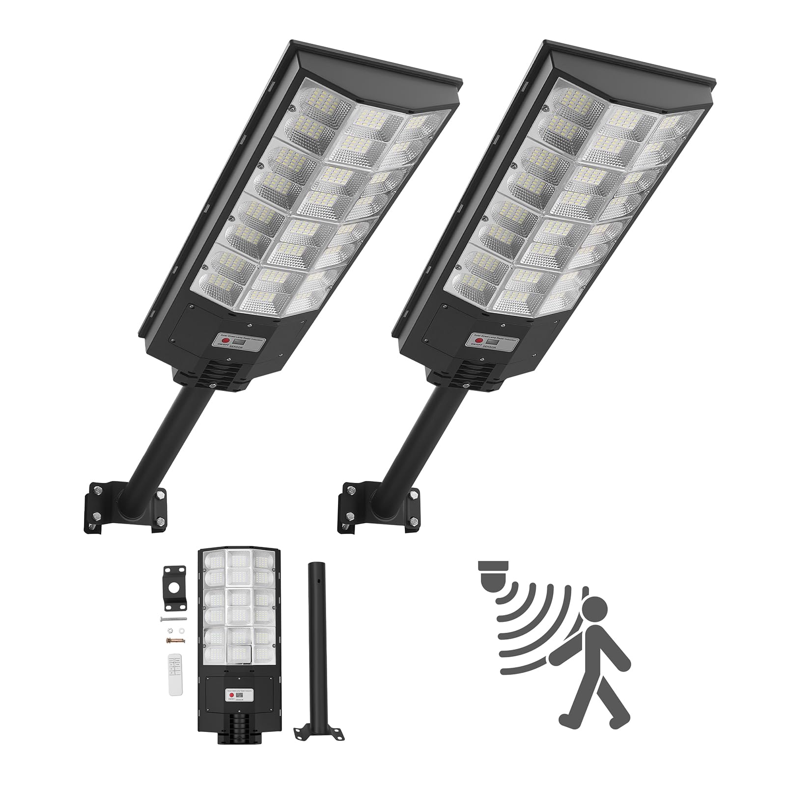 VEVOR Lampioni Solari da Esterno 8000 W 450000 LM, Faretto per Parcheggio Commerciale da Esterno, Lampada di Sicurezza a LED con Sensore di Movimento, Illuminazione Esterna per Vialetti Cortili