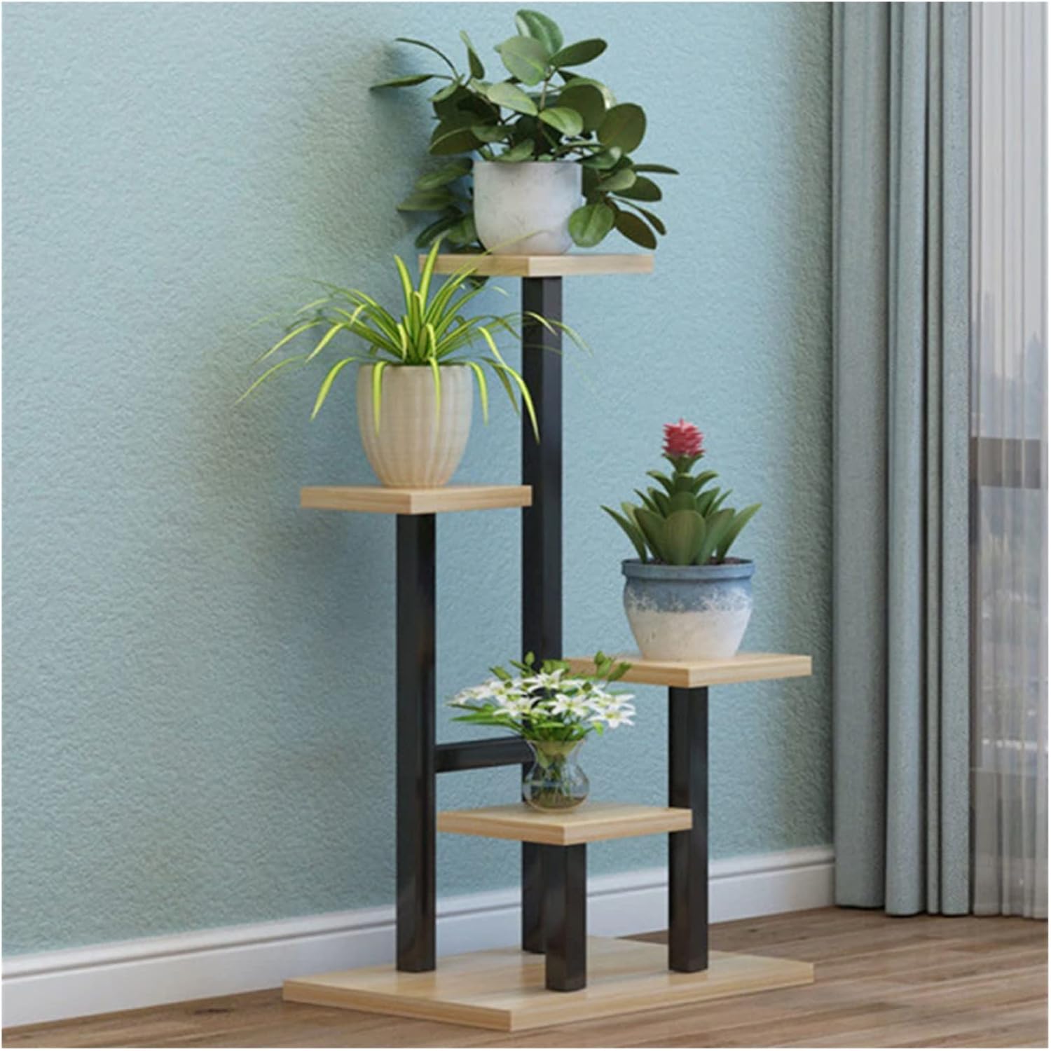 Four-layer Plant Stand t-shaped Flower Stand Iron Flower Pot Holder Shelf Planter Display Organizer Garden