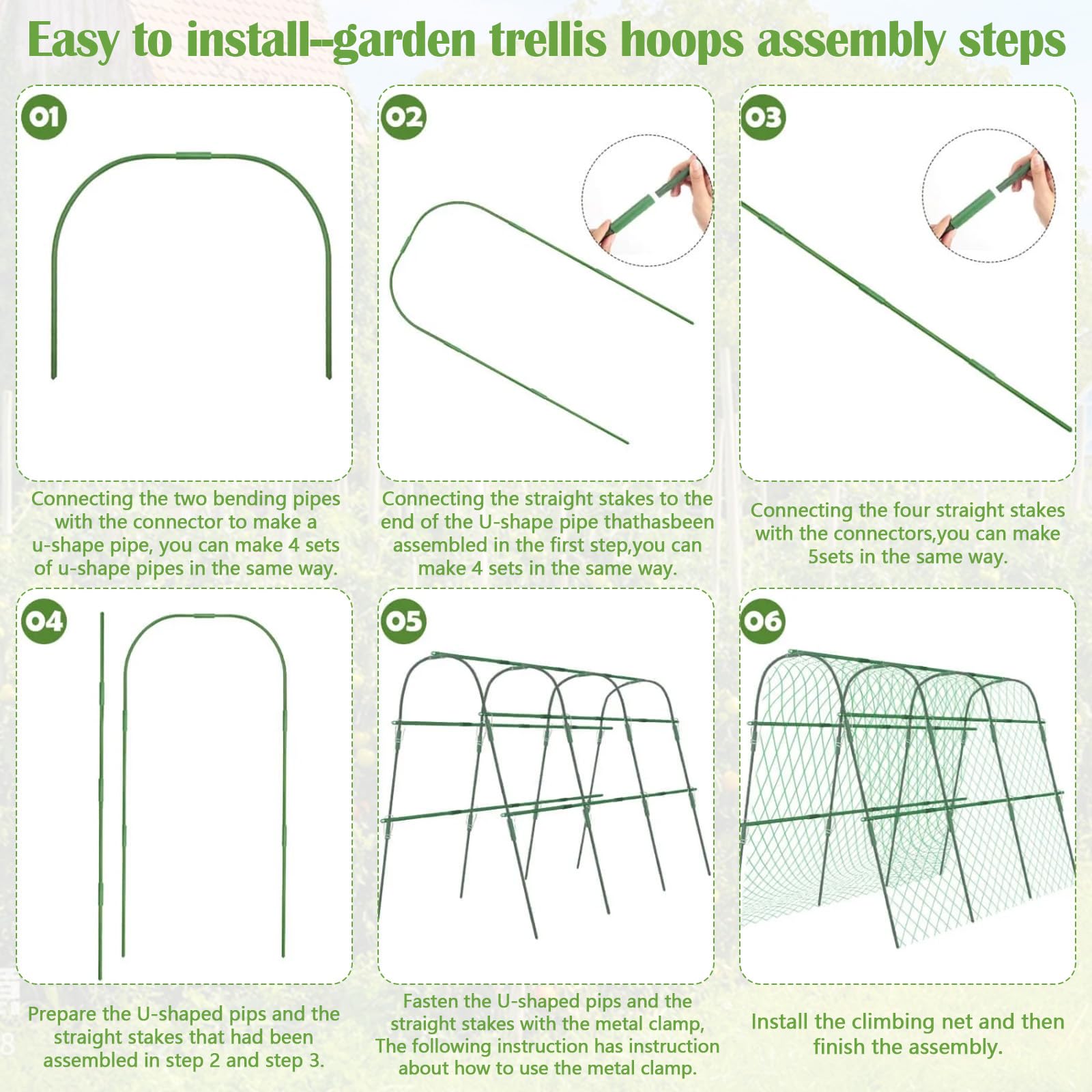 Set Di Traliccio Per Cetrioli, Traliccio Per Cetrioli Da Giardino Per Piante Rampicanti, 160cm (L) X 120cm (A), Arco In Metallo, Tralicci Per Meloni Con Rete Traliccio Di Supporto Per Esterni