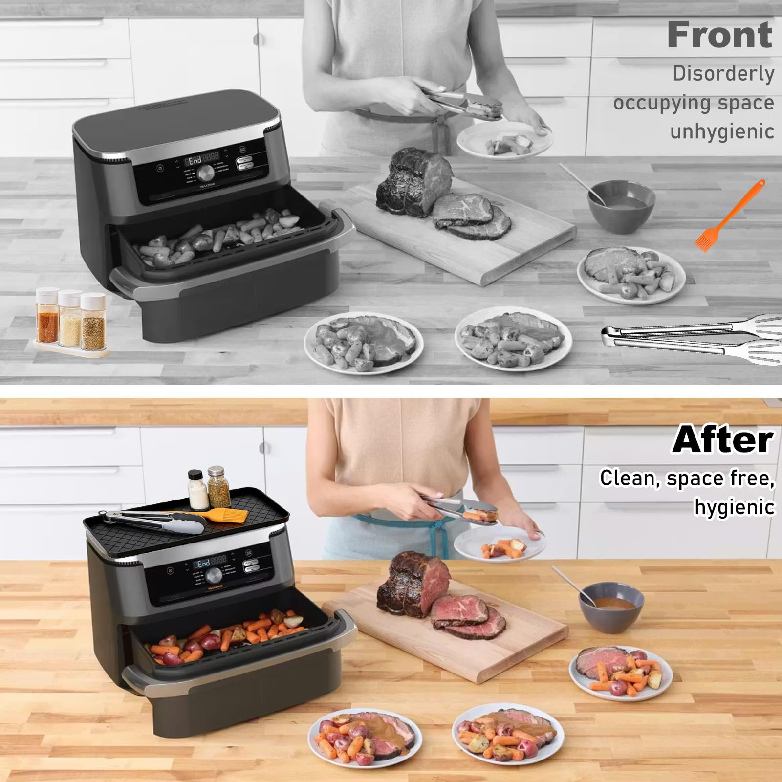 2 sztuki silikonowych regałów do przechowywania akcesoriów Cosori Dual Blaze Twinfry 10 l / 8,5 l, silikonowa forma Airfryer, regał do przechowywania, akcesoria, wielofunkcyjna podkładka silikonowa