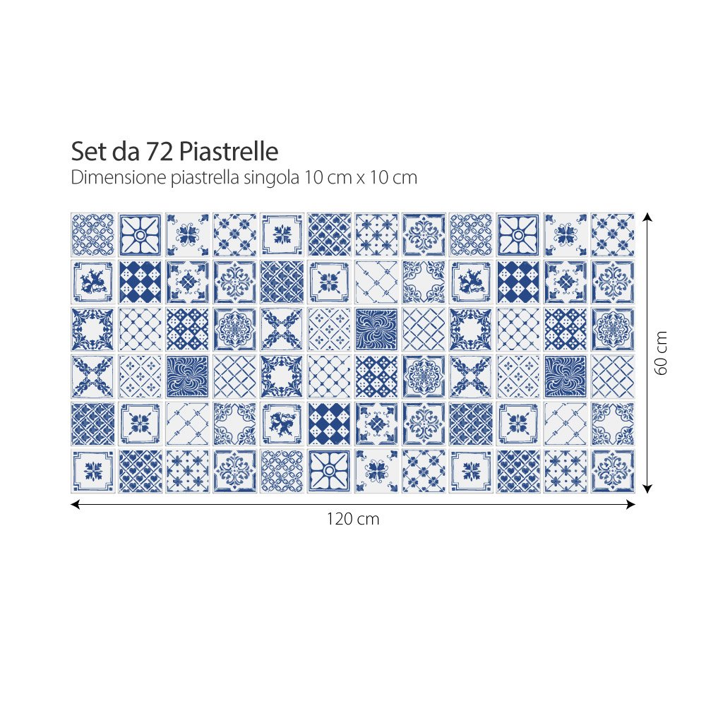 RE-COVERTILES - 72 Stück Klebefliesen-Aufkleber 10x10 Cm - Selbstklebend Für Bad, Küche & Boden (PS00170)