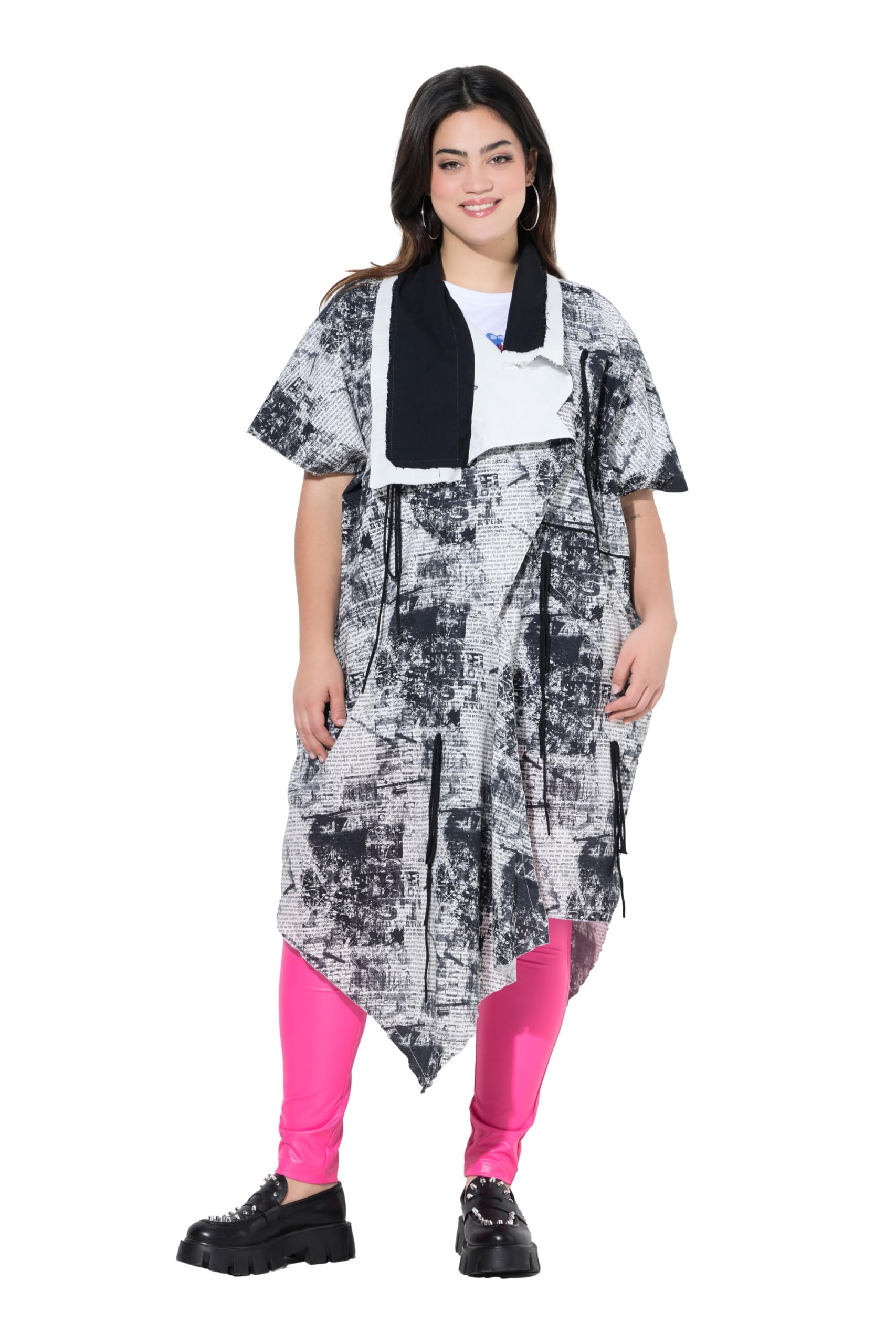 Angel of Style Damen große Größen Übergrößen Plus Size Jacke, längerer Straight Fit, Alloverprint 838531