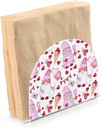 Lindo servilletero de gnomos de San Valentín para mesa, dispensadores de servilletas de tejido acrílico, servilleteros de cóctel para baño, comedor,