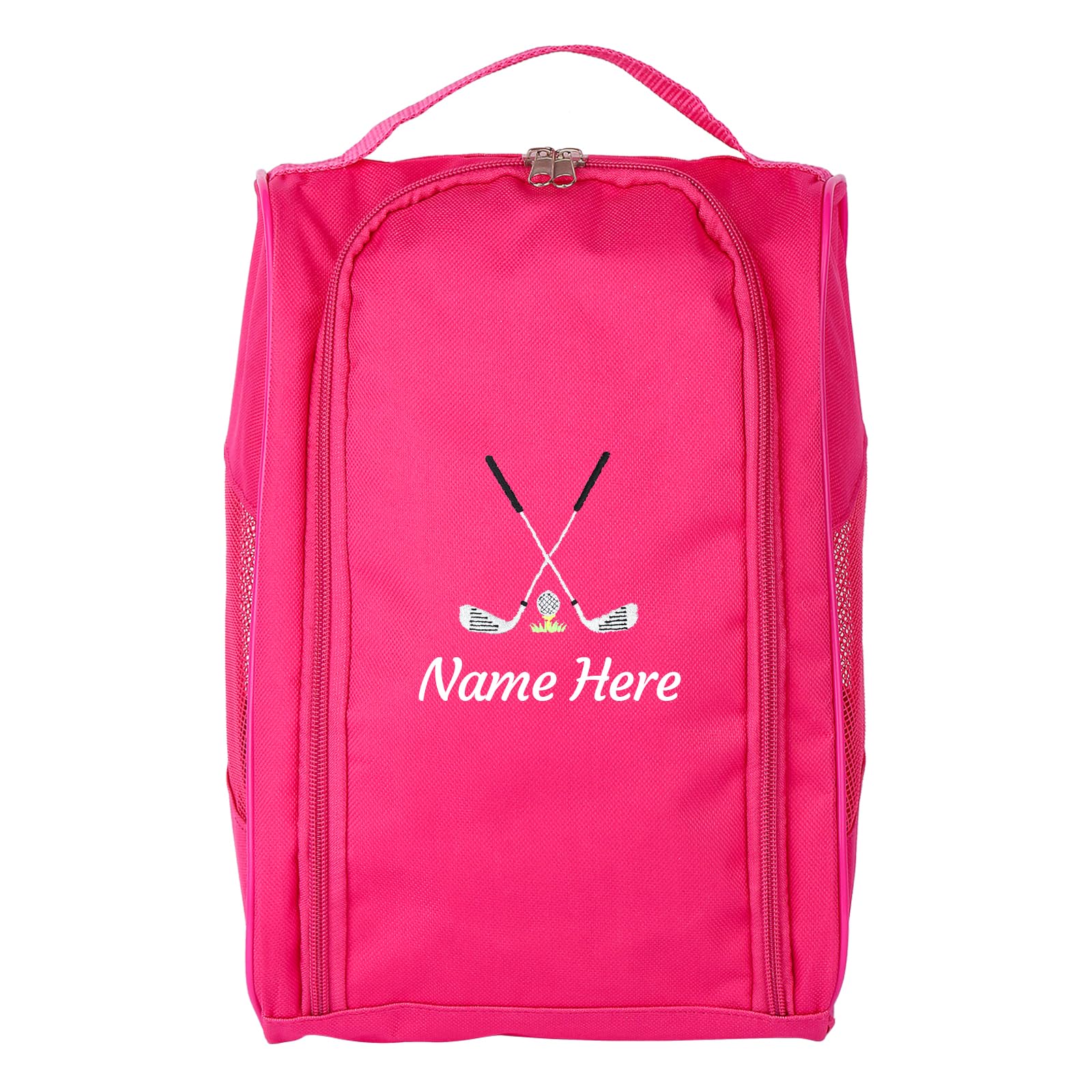 Dinikally Personalized Embroidered Golf Shoe Bag, Custom Golf Accessories Organizer with Custom Text for Men and Golf Enthusiasts (Red)