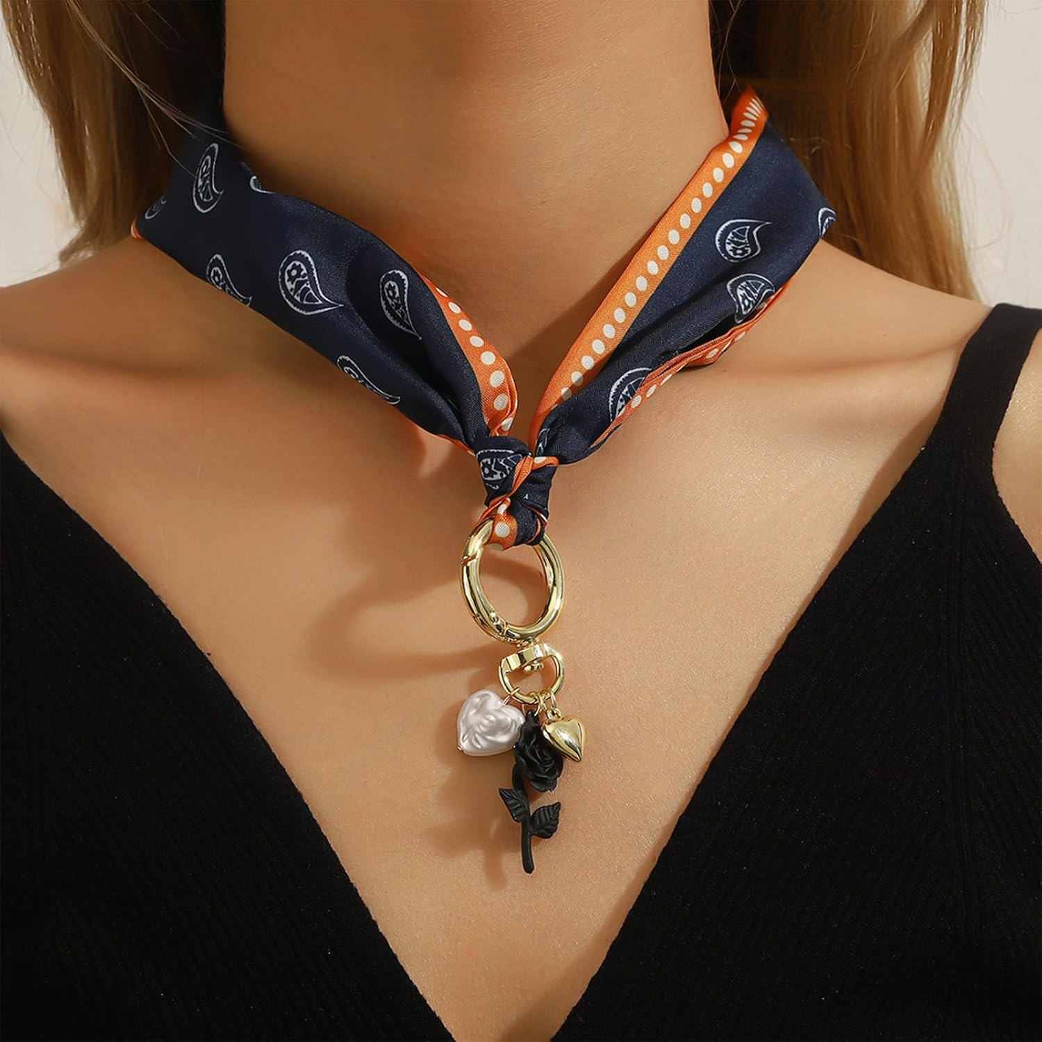 HETICA Scarf Necklace for Women Silk Western Charm Necklaces Fashion Accessory Jewelry Gift - Image 4