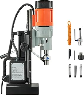 Magnetic Drill Press, 1550W Power, 2.4-inch Drilling Capacity, 2922 lbf Magnetic Force, Adjustable 0-600 RPM Speed, Morse Taper, M3-M16 Thread Tapping, Suitable for Metalwork and Home Projects