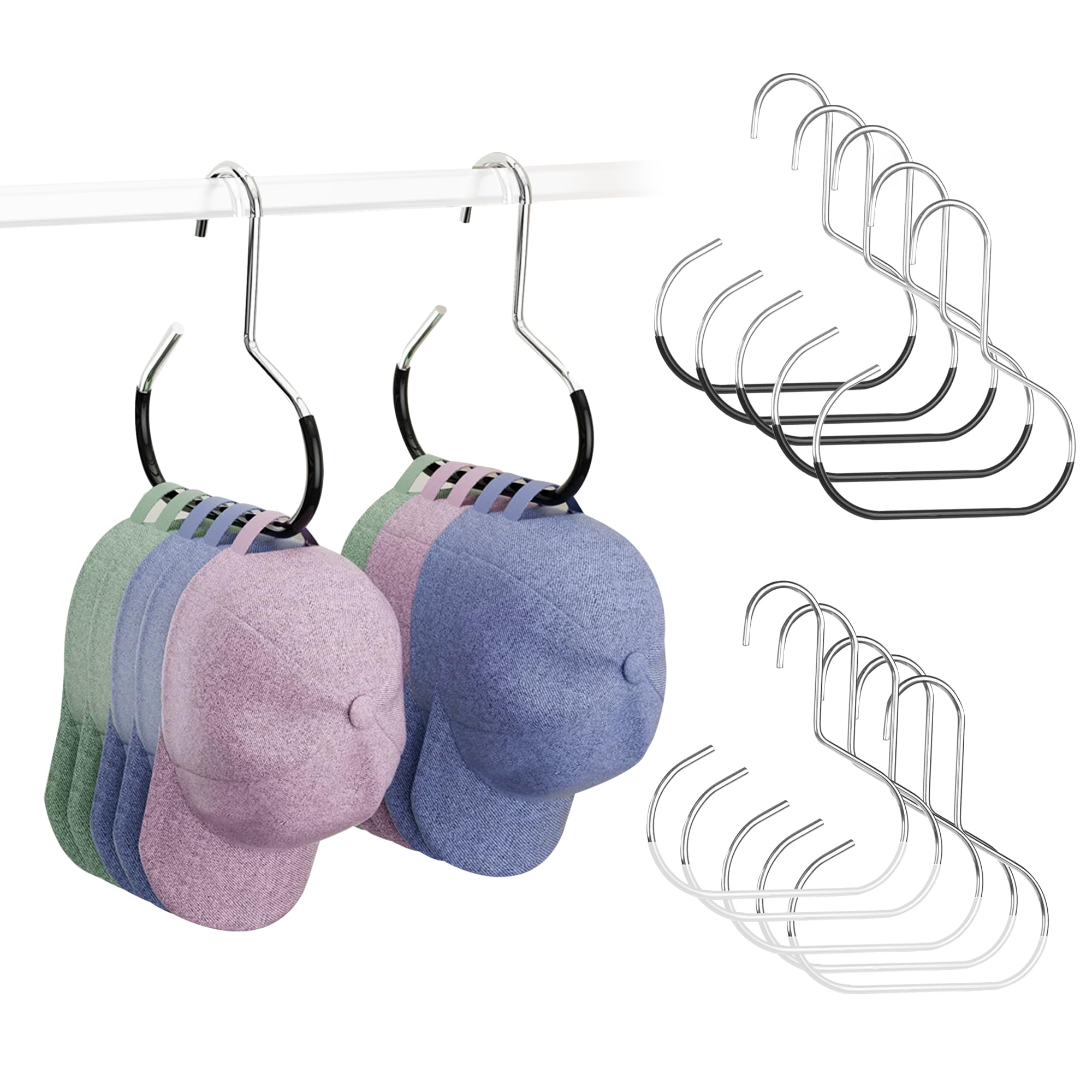 Cap Halter, Kappenhalter Edelstahl, Mützen Aufbewahrung Mini, Cap Organizer Hanging, Mützenhalter Multifunktion, Cap Halterung für Schlafzimmer, 
