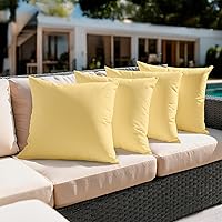 Amazon Basics 4-Pack Yellow 16x16 Water-Resistant Outdoor Throw Pillow Covers - All-Weather Patio Garden Decor Protectors