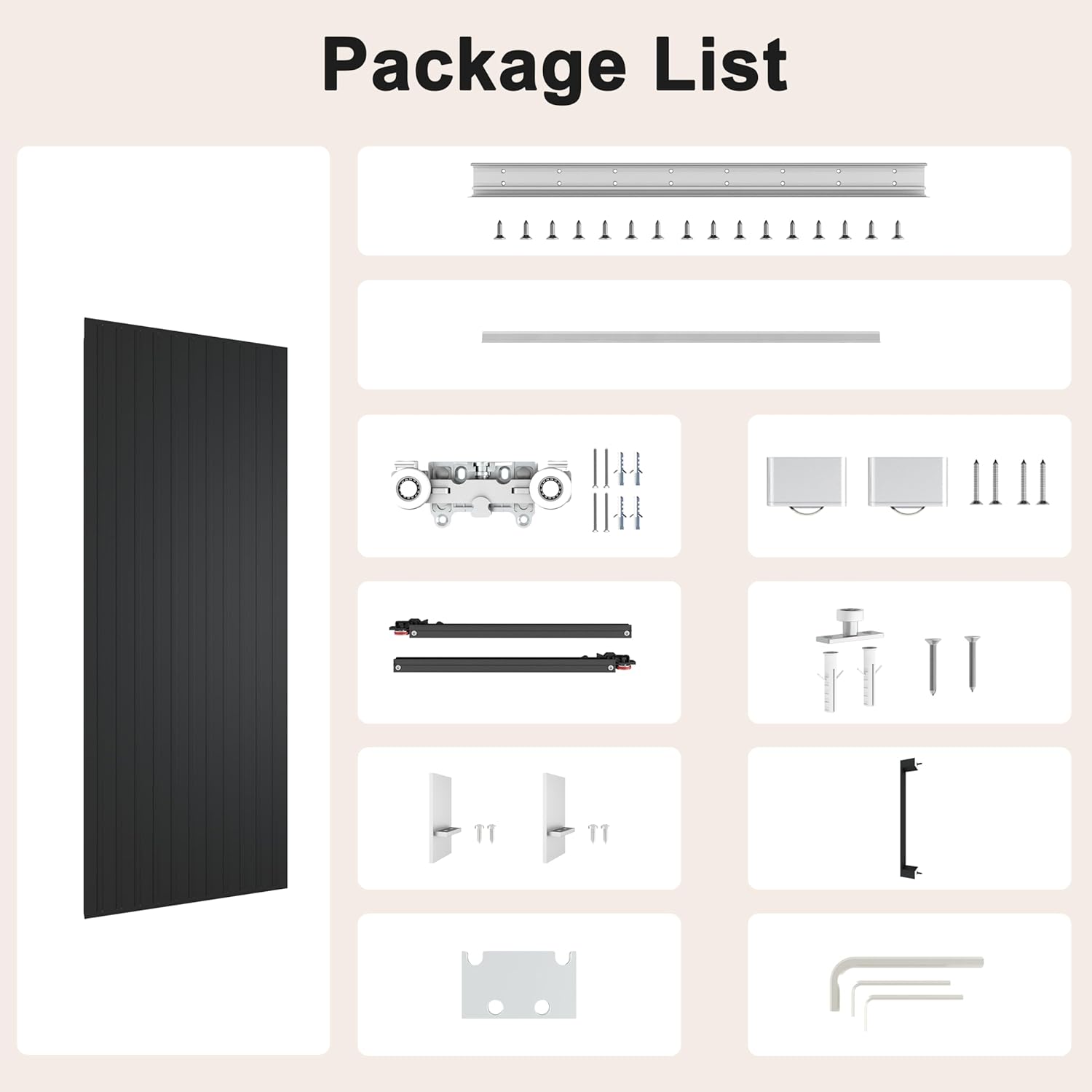 BARNSMITH 32"x86" Concealed Sliding Barn Door with Soft Close Mechanism, Black Hidden Barn Door, Waterproof Vinyl Wrapped, Fits Opening Width 24"-28", Widely Used