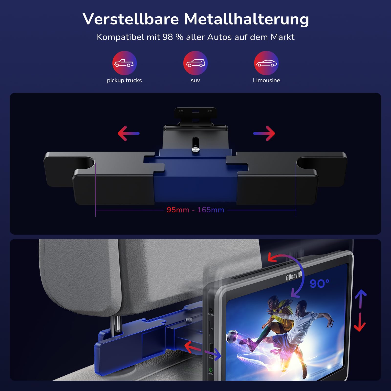 GOnavidio 10,5" DVD Player Auto 2 Bildschirme