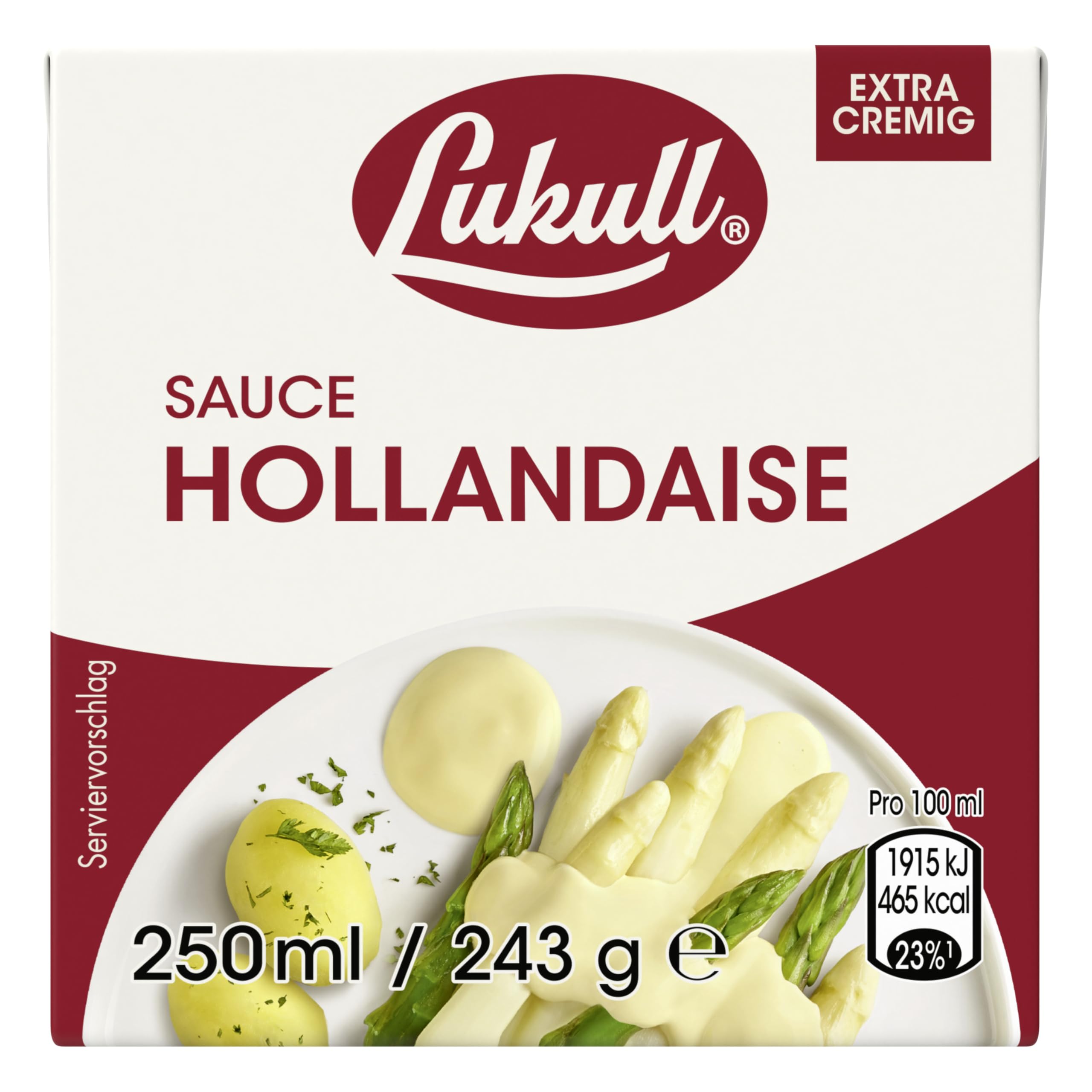 Lukull Sauce Lukull Hollandaise besonders cremige Sauce zu Spargel, Gemüse, Fleisch und Fisch, 250 ml tafelfertige Sauce 12 Stück