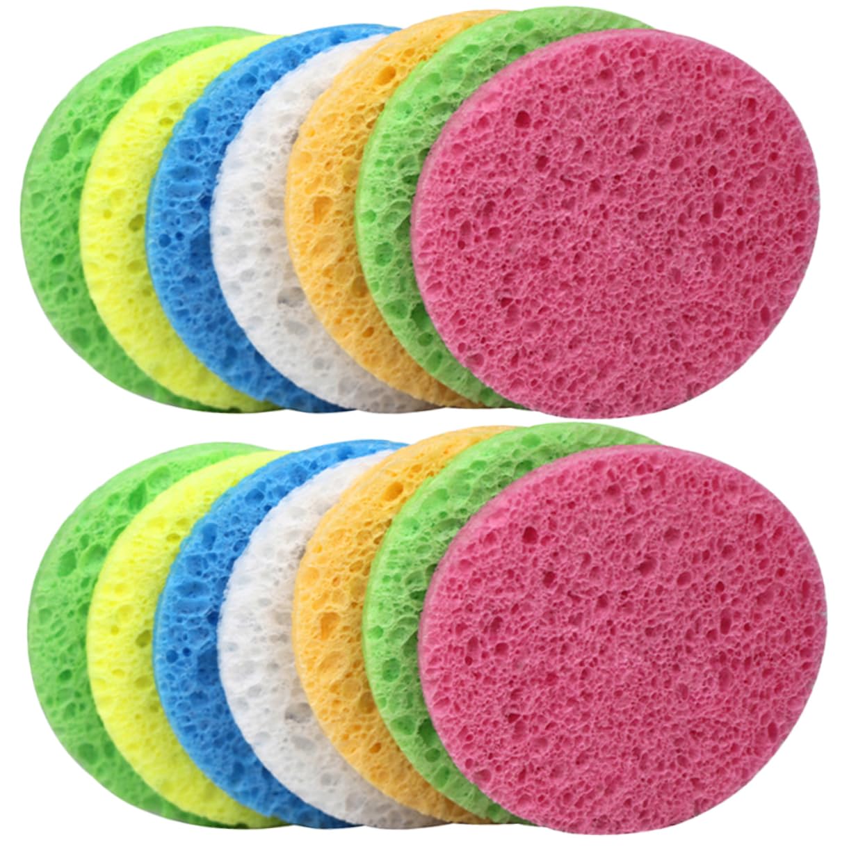 Housoutil 100 Piezas Puff facial de compresión esponjas de celulosa esponjas faciales de celulosa de maquillaje redonda de spa para fregar limpio