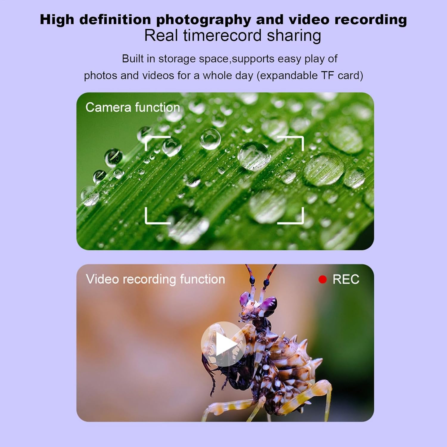 ポケット顕微鏡, 500倍 恐竜 HD顕微鏡 写真撮影 動画機能 搭載, 充電式 科学玩具 子供 家庭学習 屋外探査