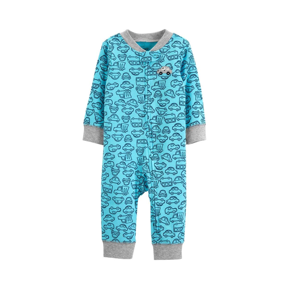 Carter's Baby Boys Cotton Coverall (Turquoise- Car Print, 3 Months)