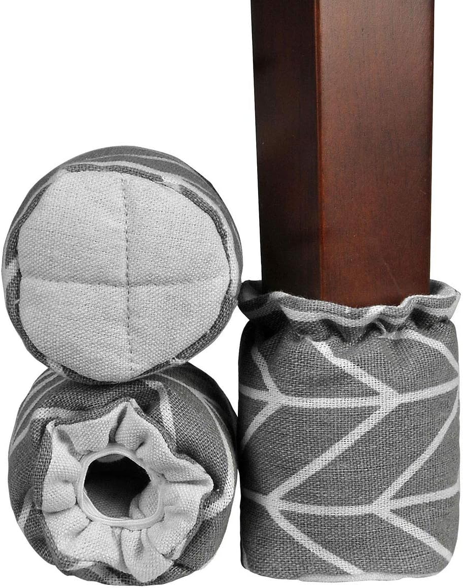 Yoption Chair Leg Floor Protectors, Gray Arrow Linen Cotton Table Chair Furniture Leg Caps Protector Pads Anti-Slip Anti-Scratch Feet Sleeve (16 Pack)