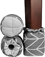 Vista 2 de Yoption Protectores de suelo para patas de silla, flechas grises de lino y algodón, almohadillas protectoras para patas de muebles, almohadillas