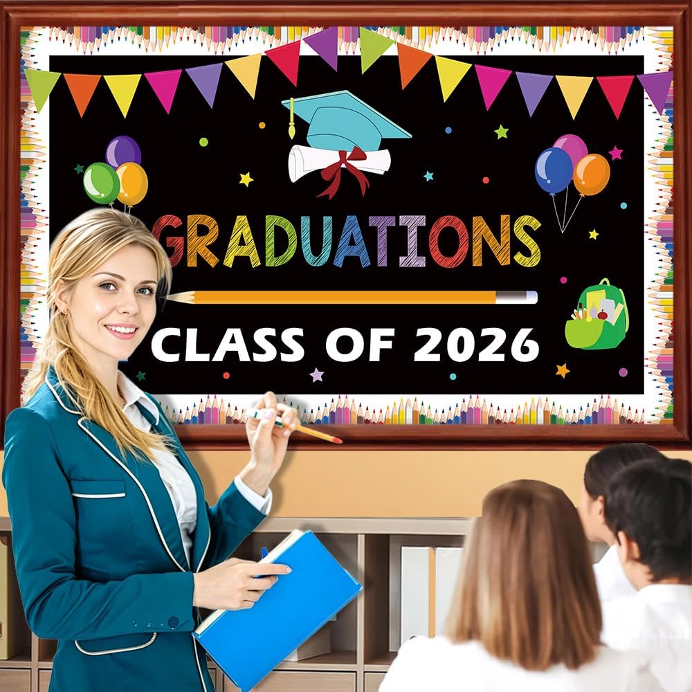 QPIXVB Kindergarten Graduation Bulletin Board Decorations,Preschool 3th 5th Grade Graduation Decorations,Big Grad Paper Banner Cutouts for Class of 2026 Ceremony School Prom Supplies Wall Decor image 5